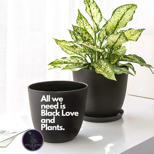 6.5" black love planter
